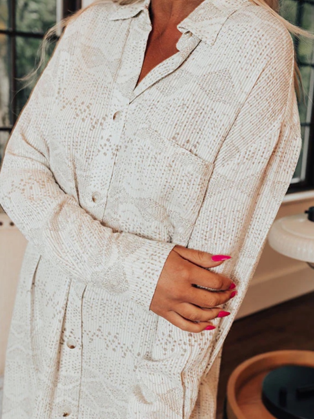 VICI Train Of Thought Button Down Shirt Dress